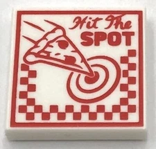 Lego New White Tiles Flat Smooth 2 x 2 Pizza Box w/ Red 'Hit The SPOT' Part