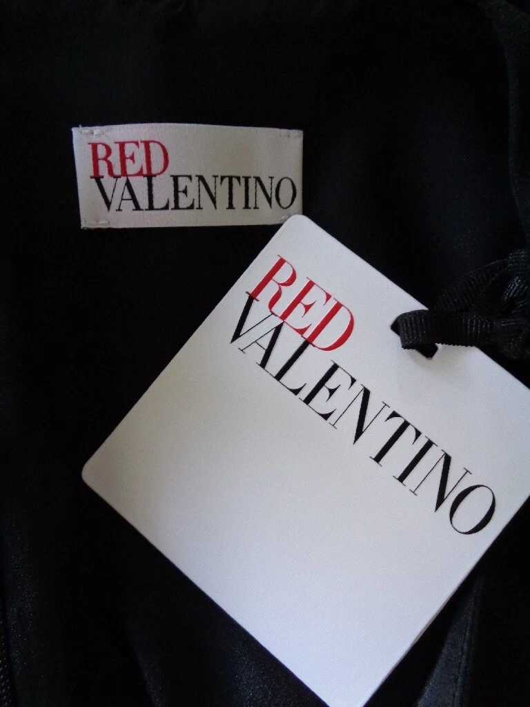 ABITO ROSSO VALENTINO NUOVO NERO CON DETTAGLIO RETE VOLANT TAGLIA 14 (46)