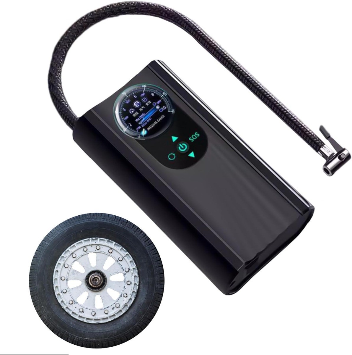 2 Pezzi Adattatore Per Pompa Gonfiaggio Auto - Tubo Gomma 10 Cm Con Attacco A Blocco