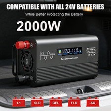 2000W Car Vehicle Power Inverter DC 12V to AC 110V 120V Converter 2 USB Black