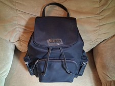GUESS Women's Backpack Black Nylon Magnetic Clasp Zipper Side Pockets