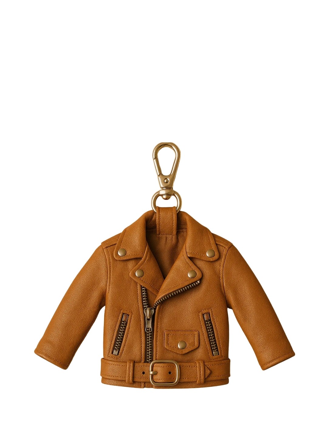 Porte-clés perfecto en cuir véritable Serge Pariente Cognac de style vintage