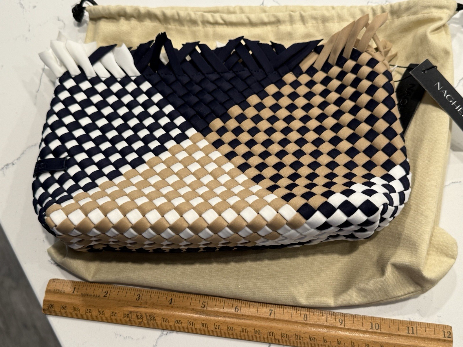 Naghedi Havana Clutch Women's Navy, Tan And White