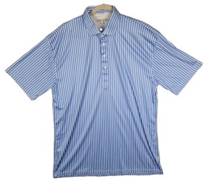 Collars & Co. Short Sleeve Dress Collar Polo Shirt Mens Size XL Slim Fit Striped
