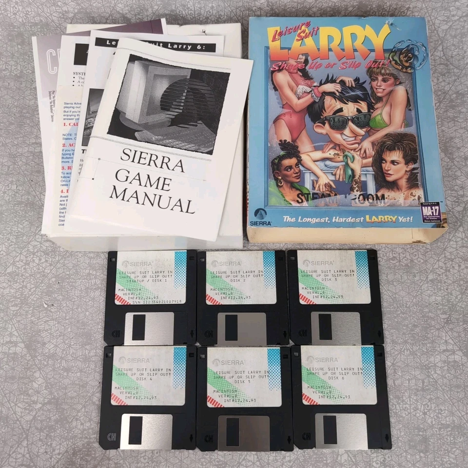 Leisure Suit Larry 6 Shape Up or Slip Out Macintosh Color 1993 Sierra 3.5" CIB - Image 2 of 4