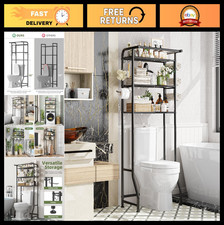 Over The Toilet Storage Cabinet - Metal Bathroom Shelf Organizer, 3 Tier with Ho