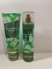 Bath  Body Works Cucumber Melon Fine Fragrance Mist  Body Cream Set NEW