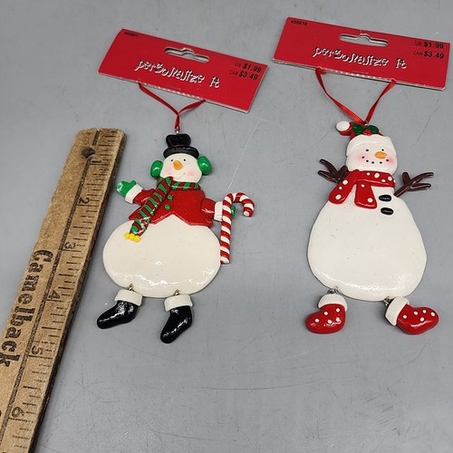NIP Michaels Set Of 2 Snowman Ornaments Personalize It 5" - Picture 4 of 5