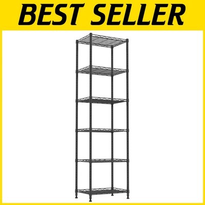 Adjustable Wire Shelving Unit - Black, 11.7'' x 16.8'' x 63''