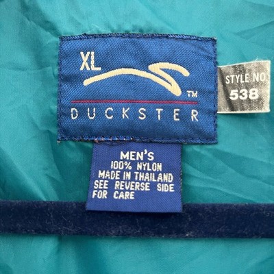 Duckster XL men's 90's style nylon jacket in green & navy colors !