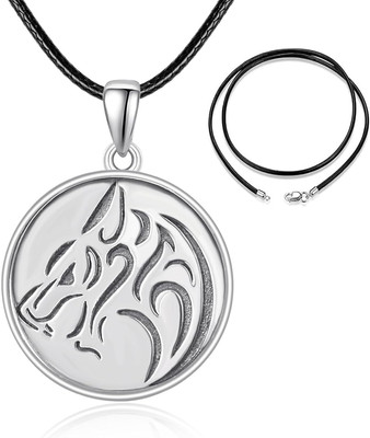Wolf Kette Sterling Silber Wolf Tag Halskette Wolf Halskette mit Anhänger Wiking