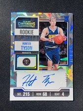 2023-24 Panini Contenders Auto Hunter Tyson RC #110 Cracked Ice /25 Nuggets XV44