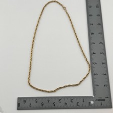 Gold Tone Rope Chain Necklace 24in Spring Ring Clasp Vintage
