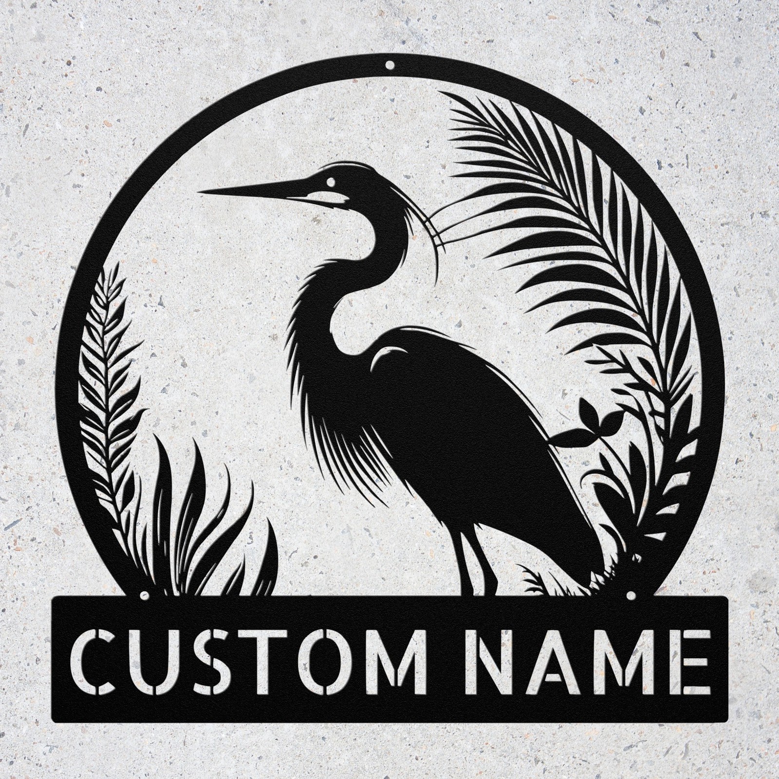 Heron Bird Metal Wall Art Custom Personalized Garden Home Decor Nature Gift
