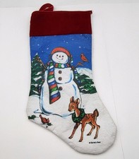 Fun vintage Snowman Deer Christmas Stocking Frosty