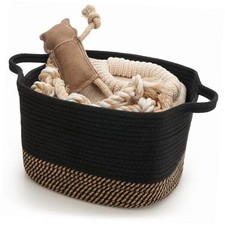 Stylish Cotton Rope Storage Basket For Dog Toys, Magazines or Books - The Black