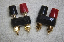 Gold Dual Binding posts. Package of 2 Pair for Speakers, Amplifiers, Test Equip