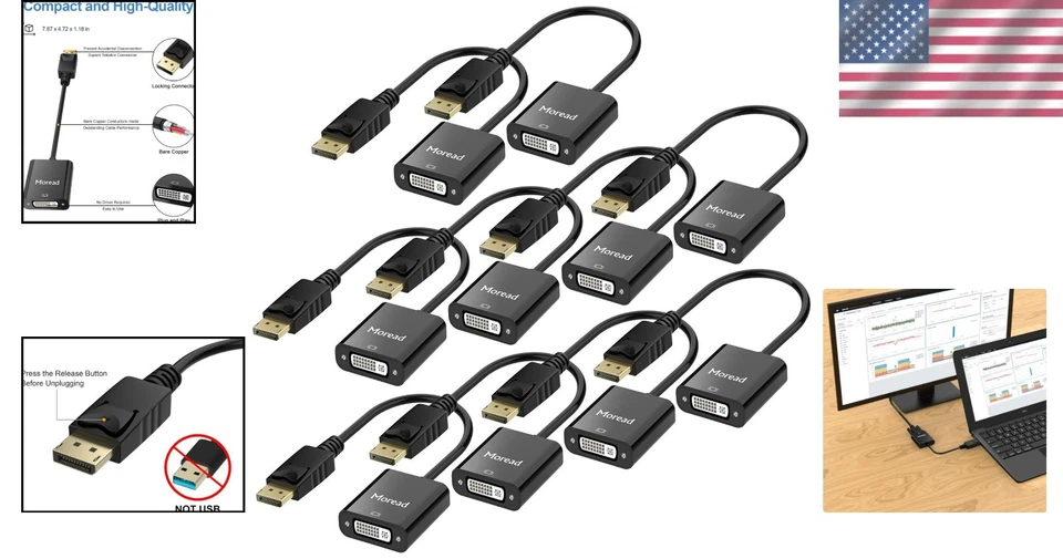 High-Performance DisplayPort to DVI - 10 Pack - Image 2 of 4