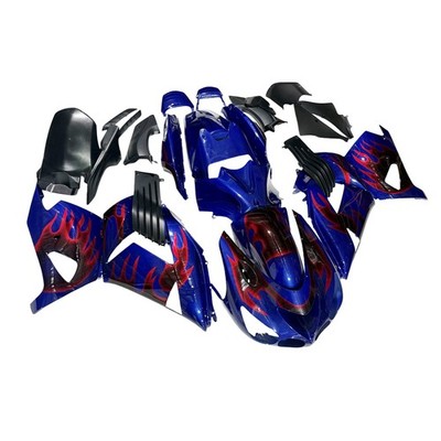 Candy Blue Red Flame Fairing Kit for 2006-2011 Kawasaki Ninja