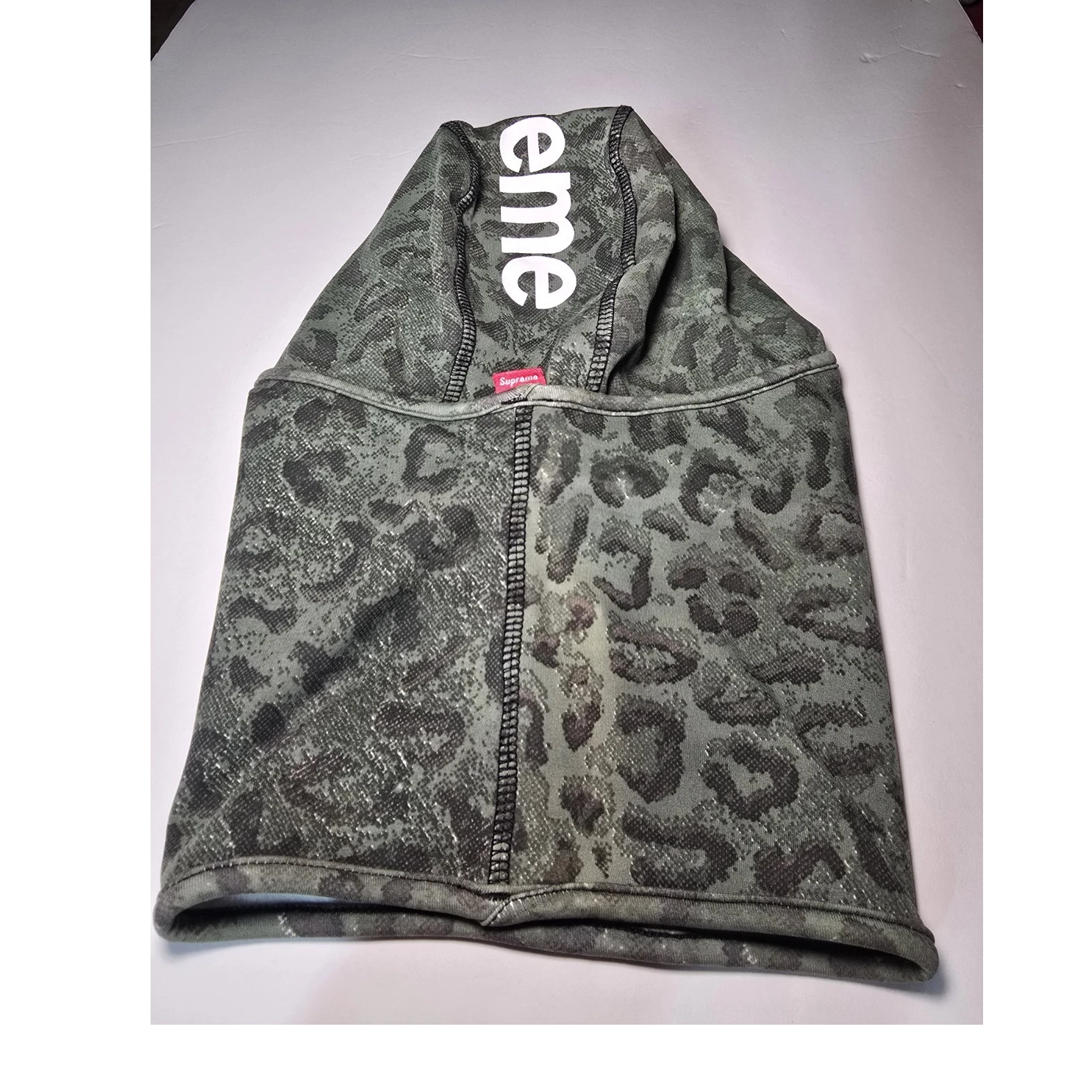 Supreme Green Camo Leopard Print Balaclava Hooded Face Mask Adult Unisex