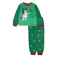 Bluey Boys Girls 2-Piece Soft Cozy Christmas Pajama Set size 4 Green Red