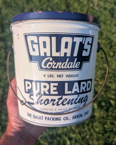 Vintage Galat's Corndale Pure Lard 4 Lb Bucket/Tin - Akron Ohio - Picture 7 of 8