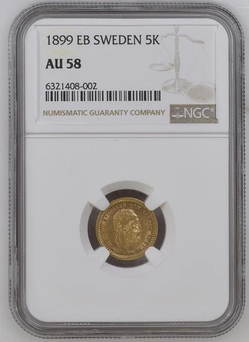 Sweden Gold 5K 1899 EB AU 58 NGC Certified