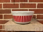 Vintage Atlas Medium Candy Red Stripe 7 3/4" X 4" Mixing Bowl Scalloped Edge