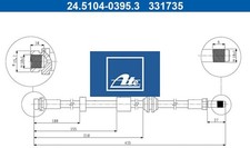 Ate 24.5104-0395.3 Bremsschlauch Vorderachse Vorne für Ford 