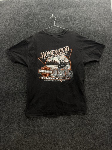 Harley Davidson Homewood IL Dealer Tee Men’s XL Black Vintage Maria Boss