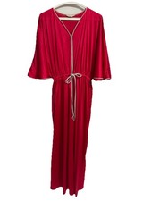 Vanity Fair Large Pink Robe Lounge Vintage Zip Front Cinched Waist Winged Arms