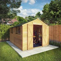 Waltons 12x8 Wooden Garden Shed Overlap Apex Storage Double Door Windows 12ft8ft