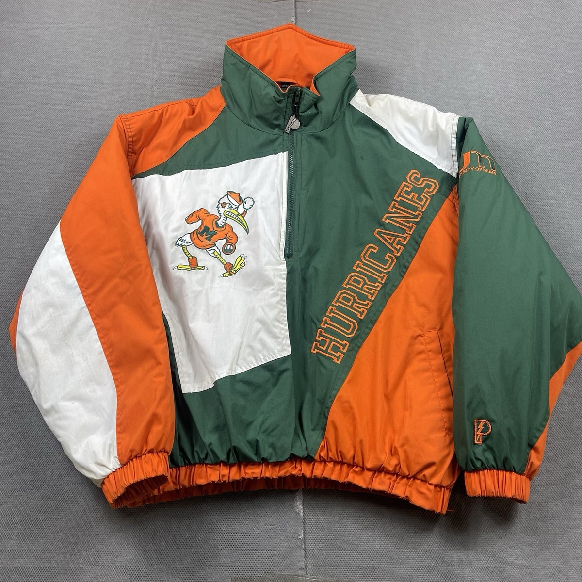 Vintage Miami Hurricanes Pro Player Jacket Mens XL 1/4 Zip Color