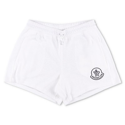 MONCLER Womens Sweat Bottoms Shorts Logo Patch Bermuda White Size M RRP 395