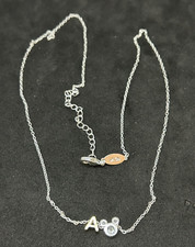 925 Sterling Disney Mickey Mouse CZ A-Initial Necklace 1mm 16-18in - 2.16g