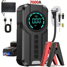 7000A Car Jump Starter with Air compressor Booster Jumper Power Bank Car Battery