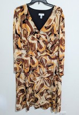 Susan Graver Womens Brown Liquid Knit Dress Sz 1Xp Comfort Career Casual Wedding