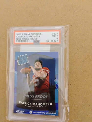 2017 Panini Donruss Patrick Mahomes Rookie Blue Press Proof PSA 9