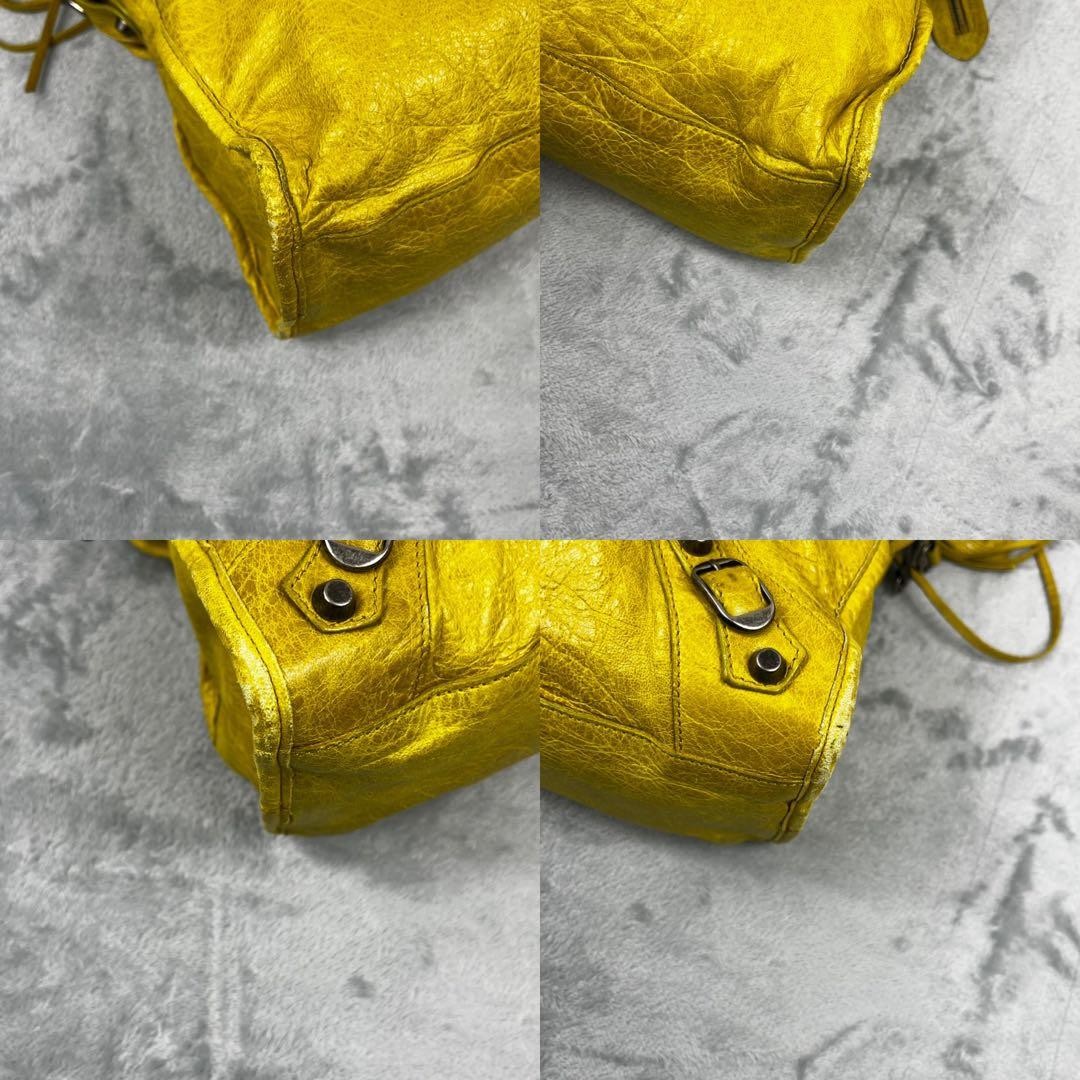 BALENCIAGA Classic City Shoulder Handbag 2Way Yellow Leather 115748 Authe