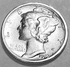 1919 S Mercury Dime Free Shipping NICE BU + *J2173