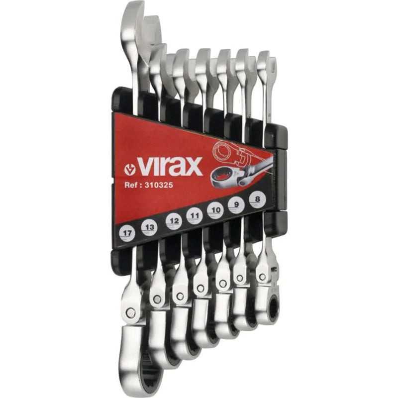 Jeu de 7 clés à cliquet à tête flexible 8-17 mm Virax 310325 en acier chrome vanadium