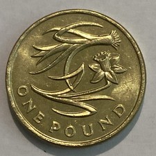 2013 British Floral Wales Leek And Daffodil  1 Pound Coin Old Round uncirculated