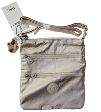 NWT / KIPLING Women 'KEIKO' Metallic Starry Gold 3 Zip Mini Crossbody Purse Bag