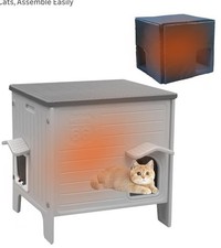 Outdoor Cat House with Insulated Liner for Winter Waterproof Plastic Cat House..