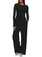 Women's 2 Piece Sets Fall Outfits Long Sleeve Wide Leg Tracksuits Casual Swea...