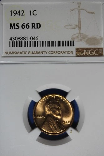 1942- NGC 1C MS66RD LINCOLN WHEAT CENT #B50791