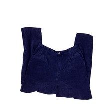 Dark Blue Corduroy High-Waisted Pants Womens 14 Cotton Vintage