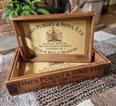 52cm James Purdey & Sons Gun & Rifle Makers Wooden Vintage Style Waxed Tray New