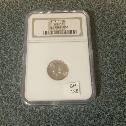 Mercury 1939-D Silver Dime NGC MS67 Business Strike Denver Graded Coin