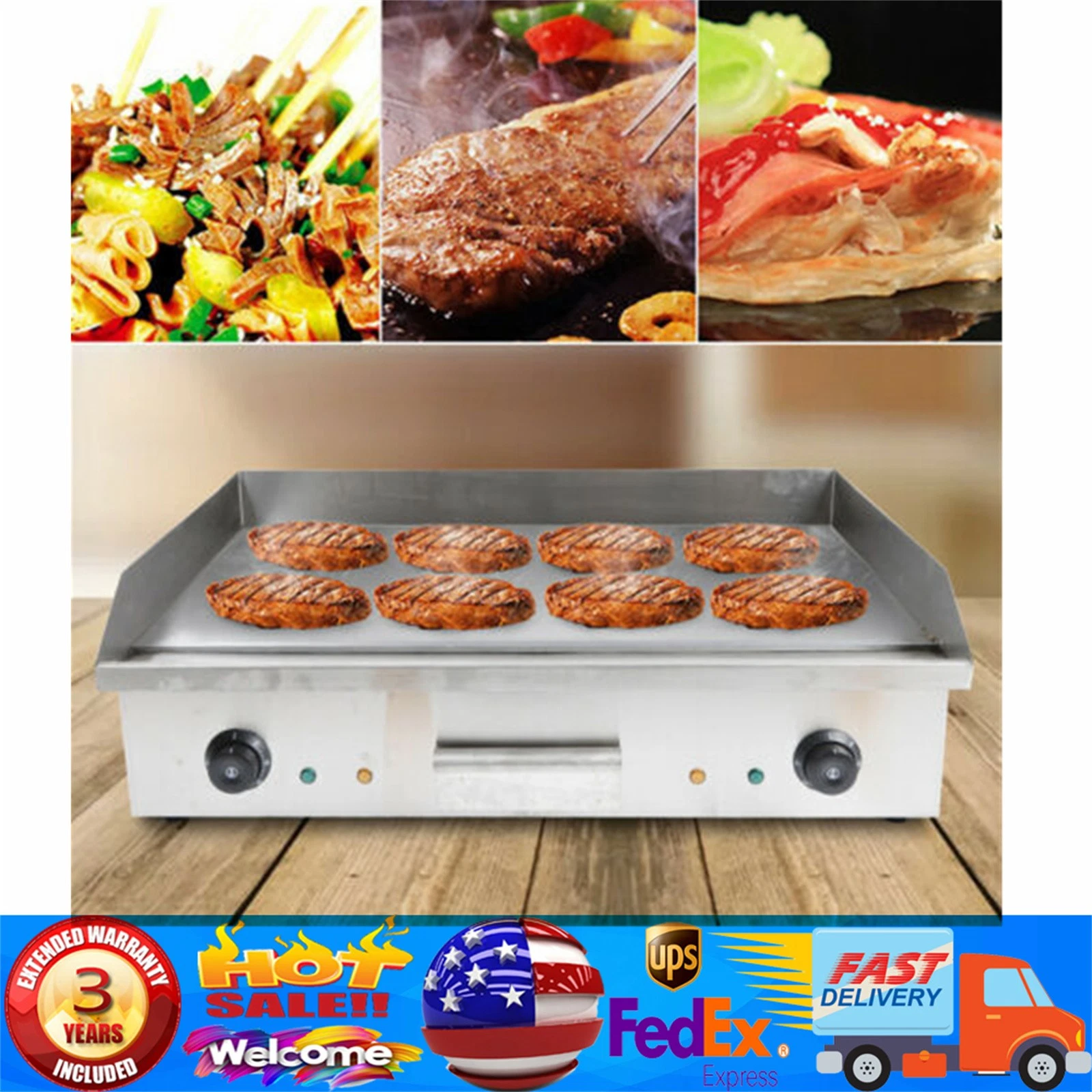 ??3000W 29" Commercial Electric Countertop Griddle Flat Top Grill Hot Plate BBQ~